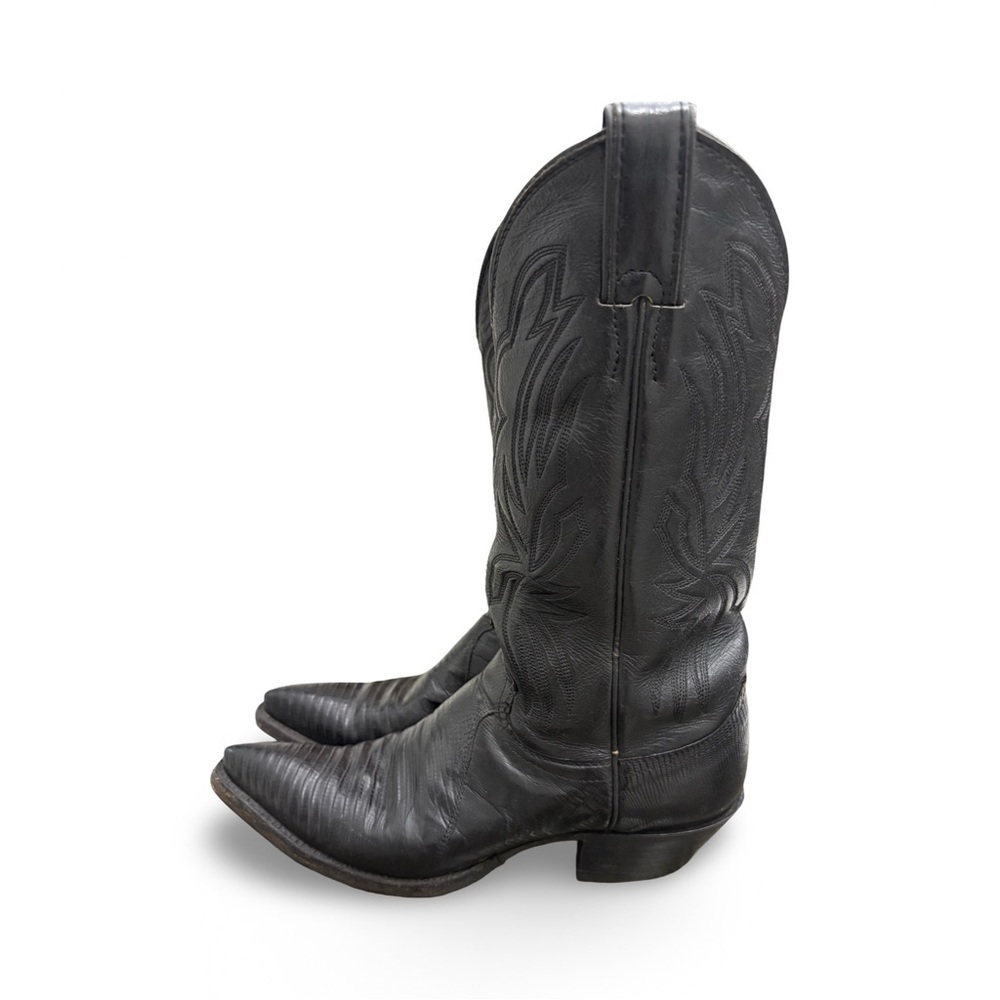 JUSTIN BLACK TEJU LIZARD LEATHER WESTERN COWBOY BOOTS